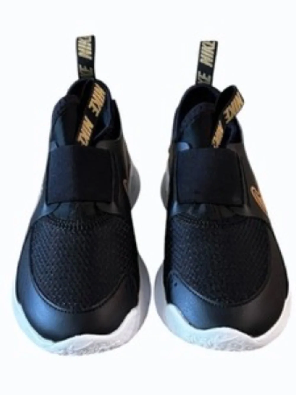 Nike Boys Flex Runner 3 Black Gold Slip On Shoes Size 12 Toddler Sneakers